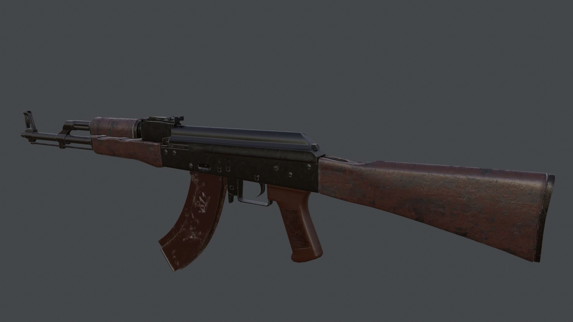 AK Rifle Low-poly 3D model_1