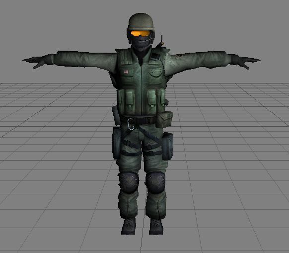 Counter Strike - Counter Terrorist T pose Model 2 Low-poly 3D model_1