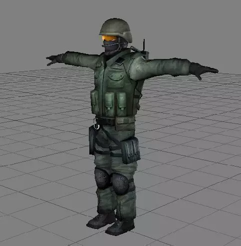 Counter Strike - Counter Terrorist T pose Model 2 Low-poly 3D model_0