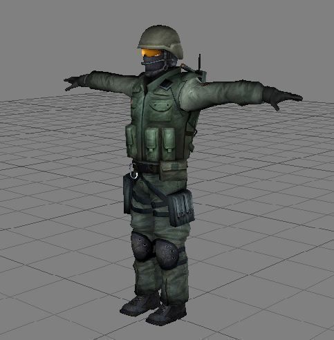 Counter Strike - Counter Terrorist T pose Model 2 Low-poly 3D model