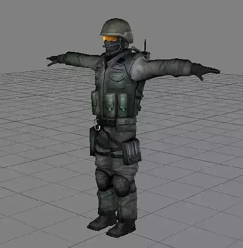 Counter Strike - Counter Terrorist T pose Model 2 Low-poly 3D model