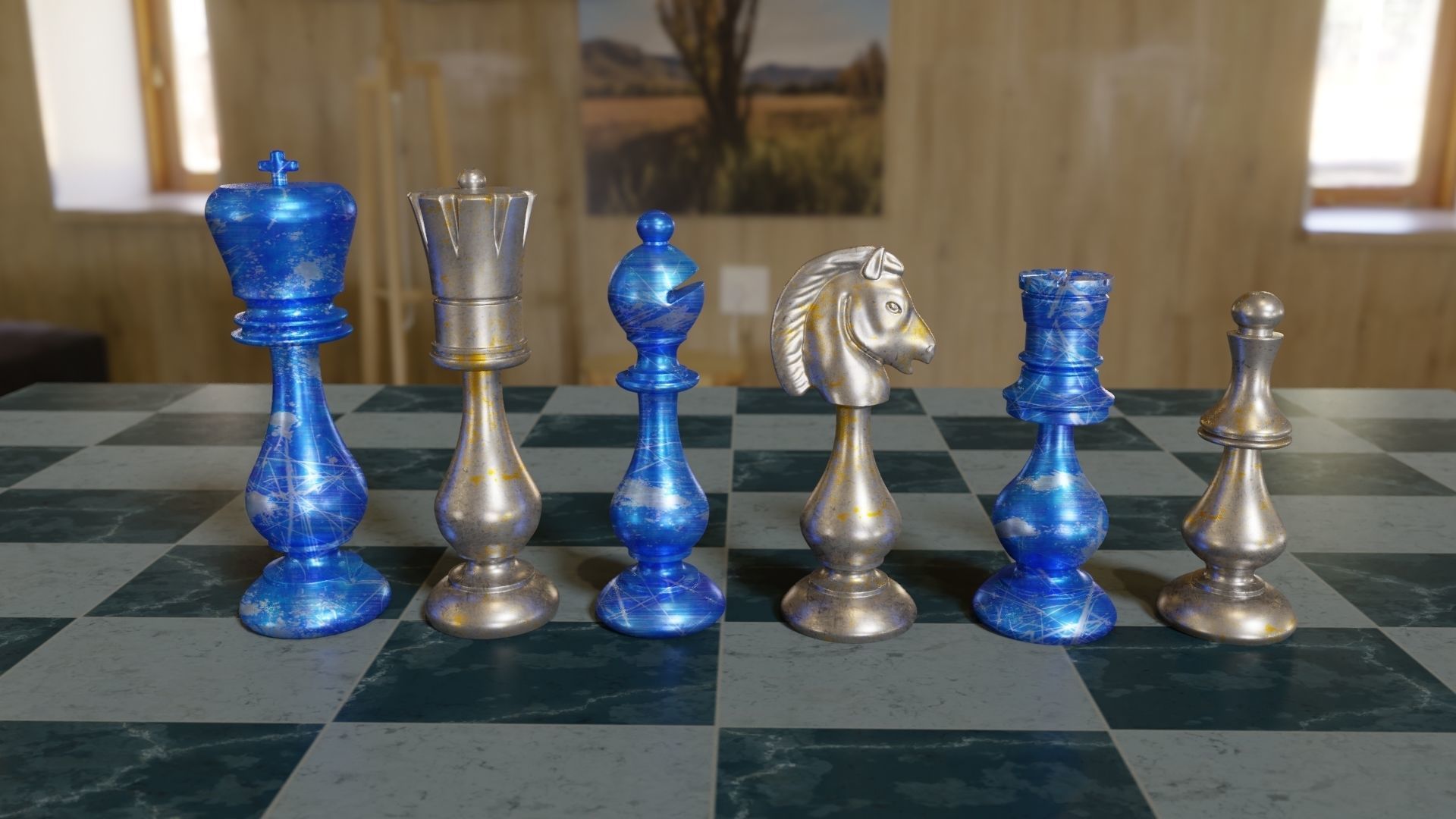 Chess Set Persian Style Blender 3D Printable STL OBJ  3D print model_2