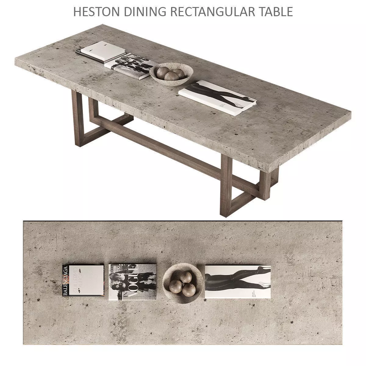 RH HESTON DINING RECTANGULAR TABLE 3D model