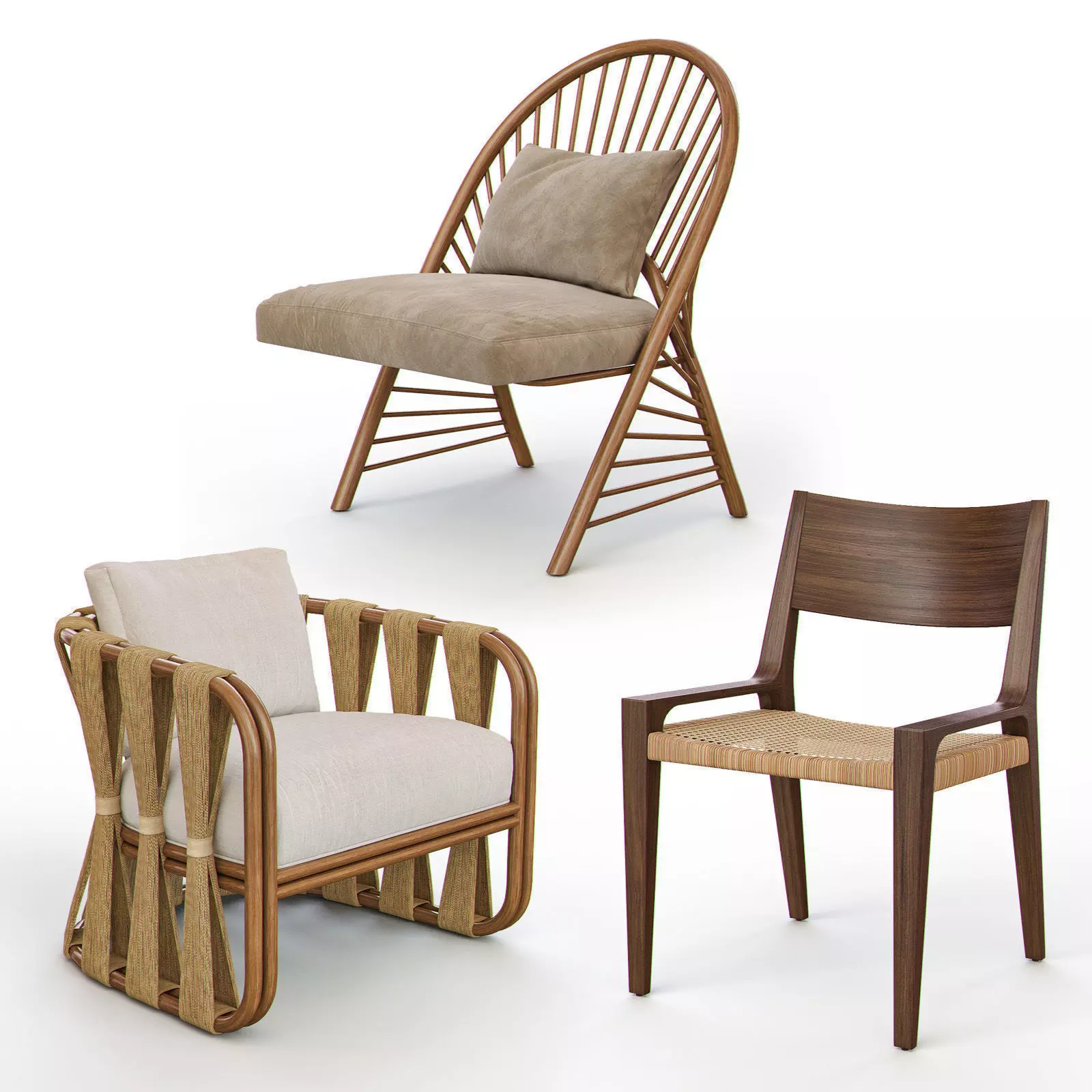 RATTAN and WICKER Chairs I 3D model_0