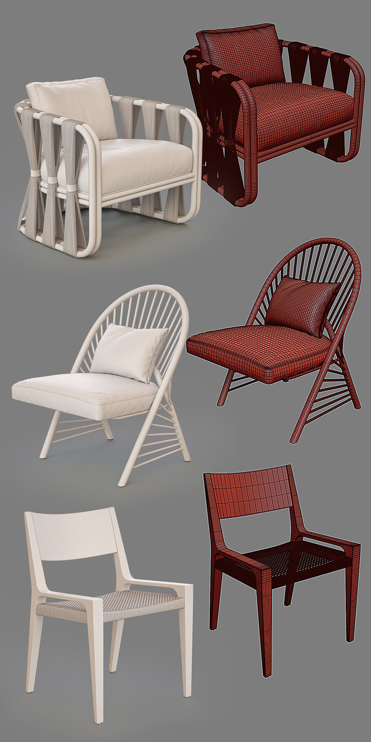 RATTAN and WICKER Chairs I 3D model_4