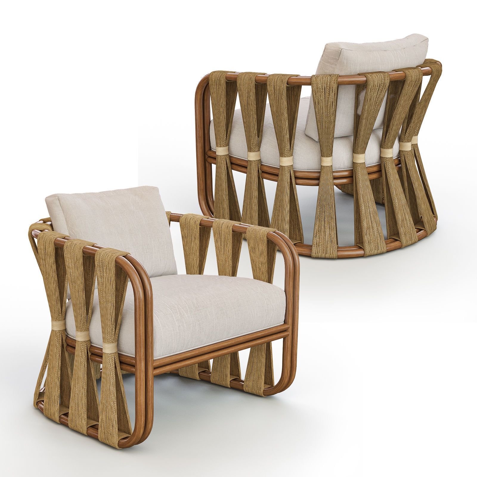 RATTAN and WICKER Chairs I 3D model_1