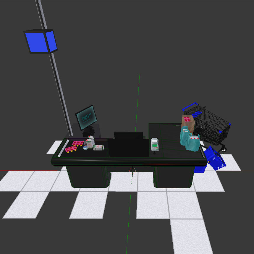 Checkout counter desk for grocer supermarket store 3D model_9