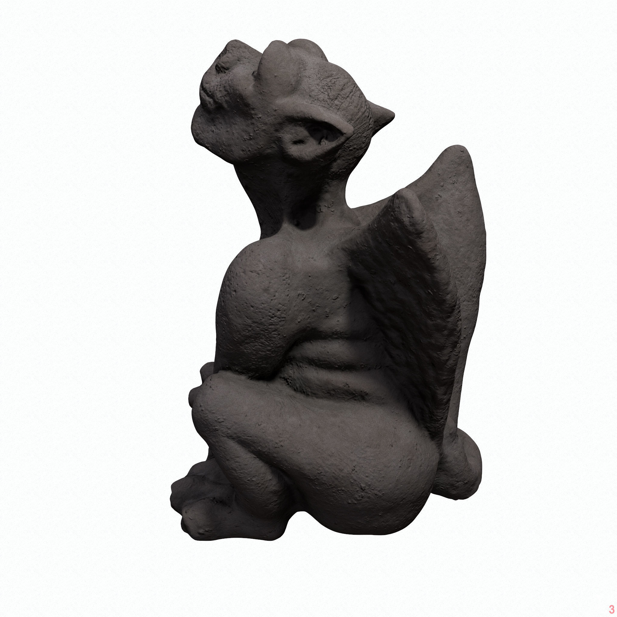Gargoyle statue Low-poly 3D model_11