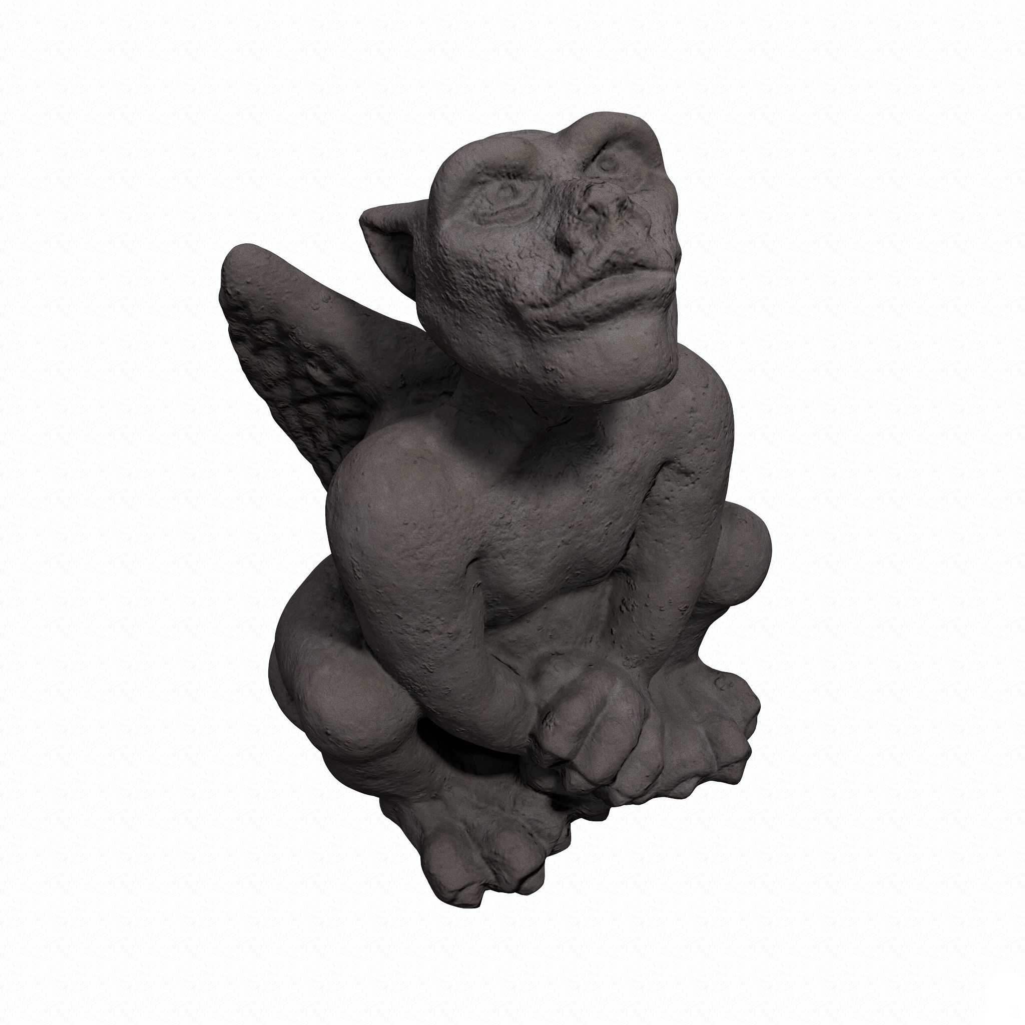 Gargoyle statue Low-poly 3D model_7