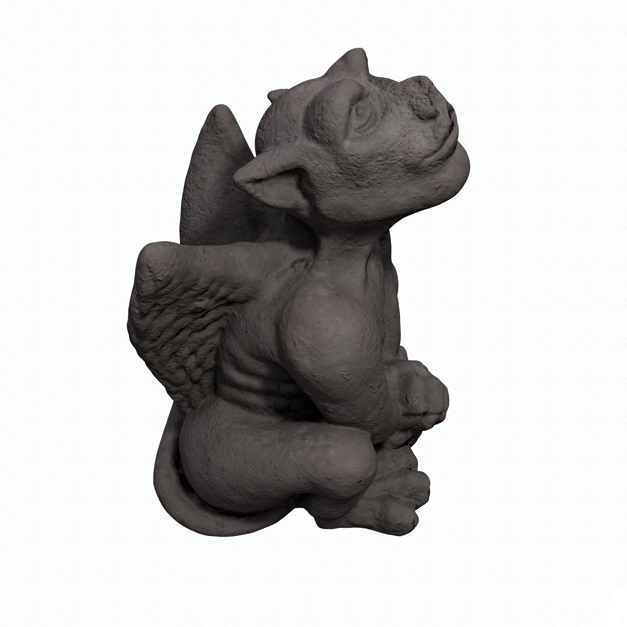 Gargoyle statue Low-poly 3D model_15