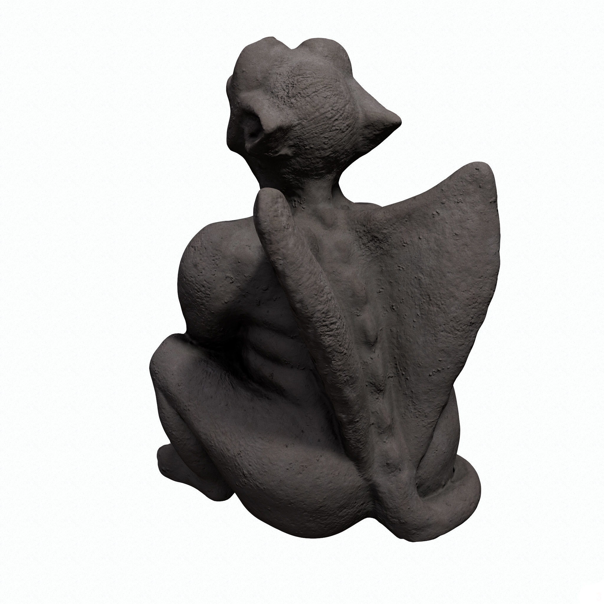 Gargoyle statue Low-poly 3D model_9