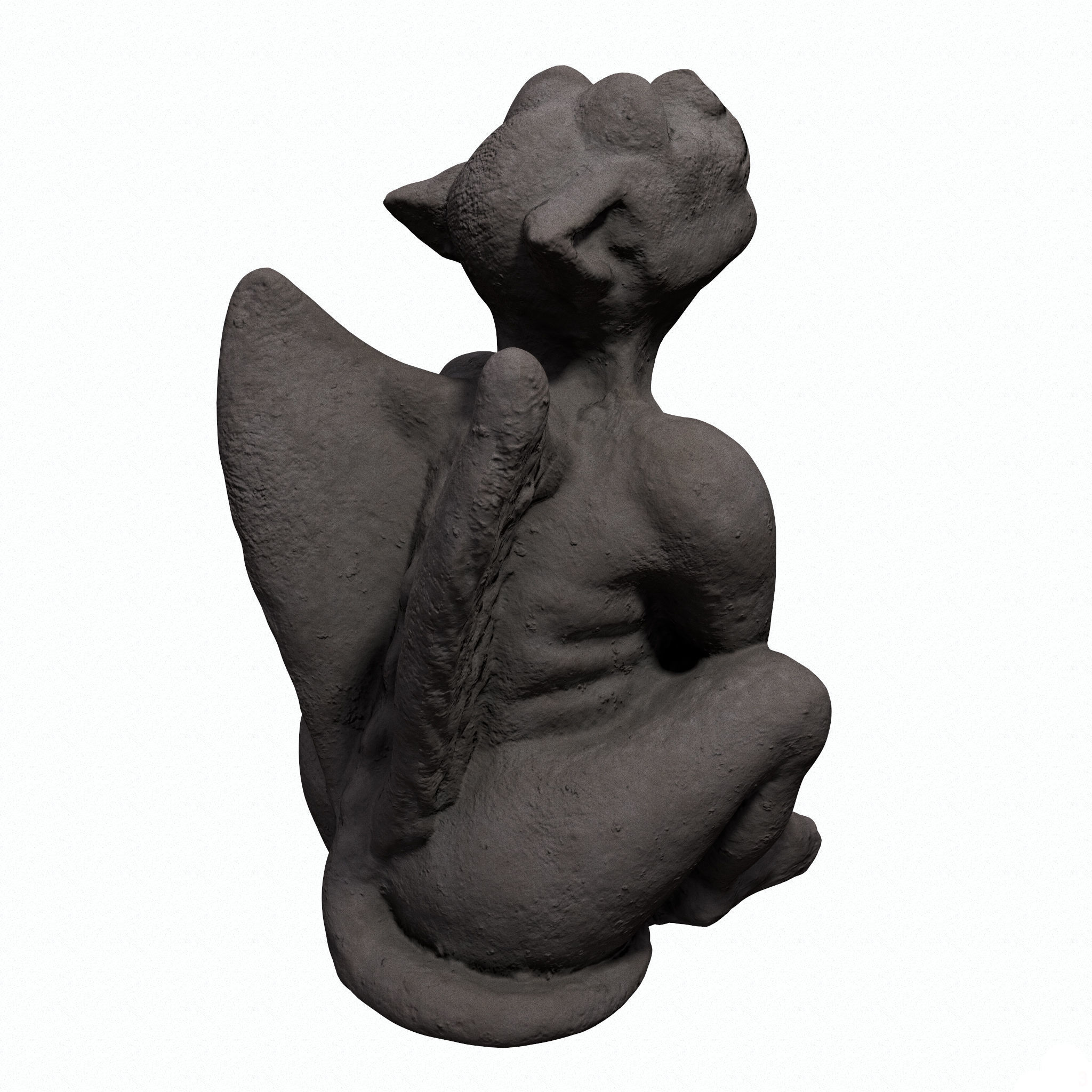 Gargoyle statue Low-poly 3D model_3