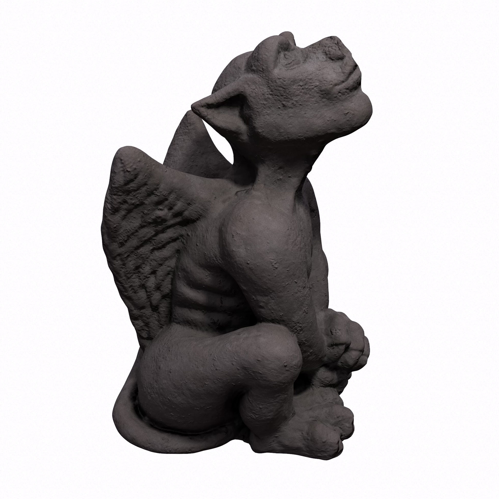 Gargoyle statue Low-poly 3D model_1