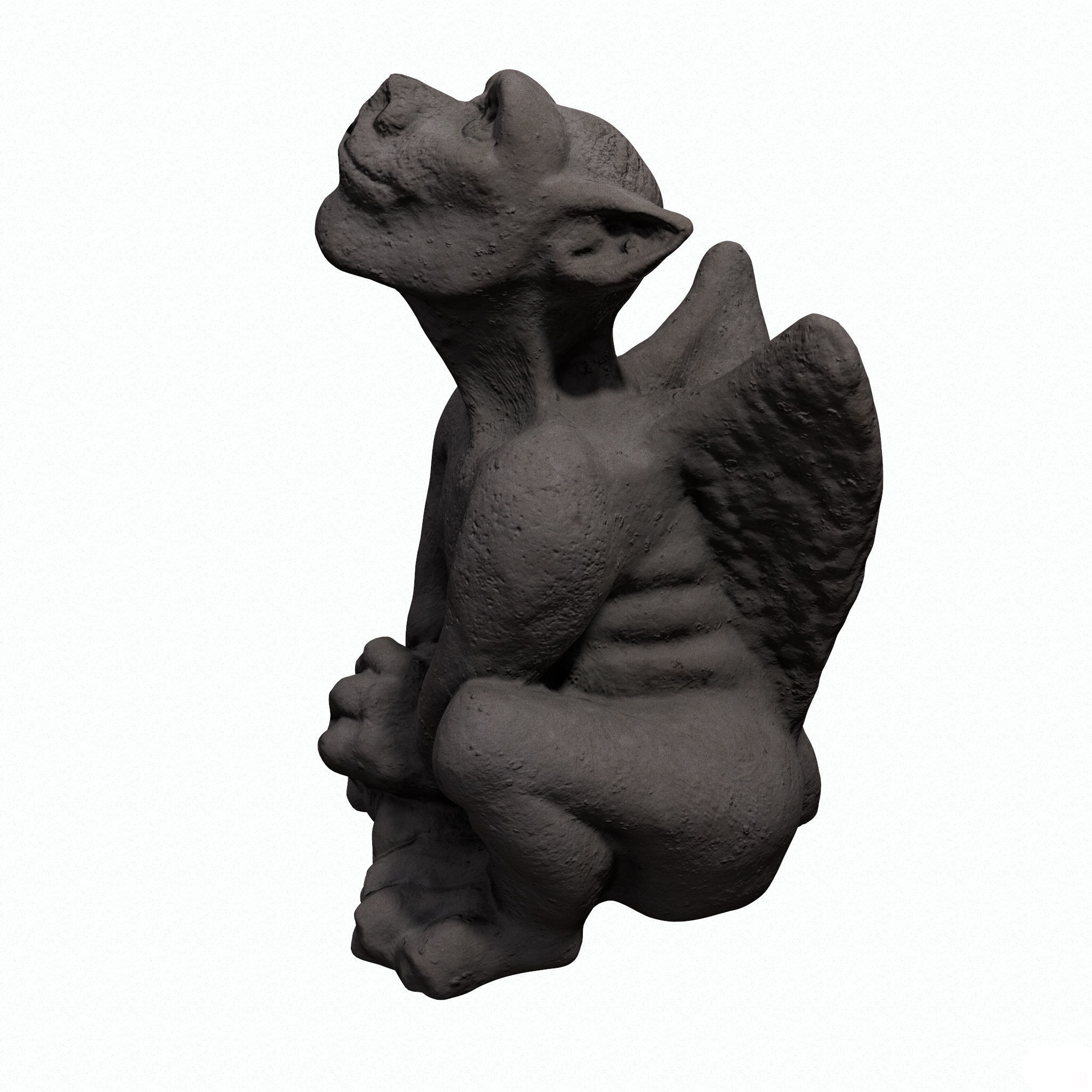 Gargoyle statue Low-poly 3D model_13