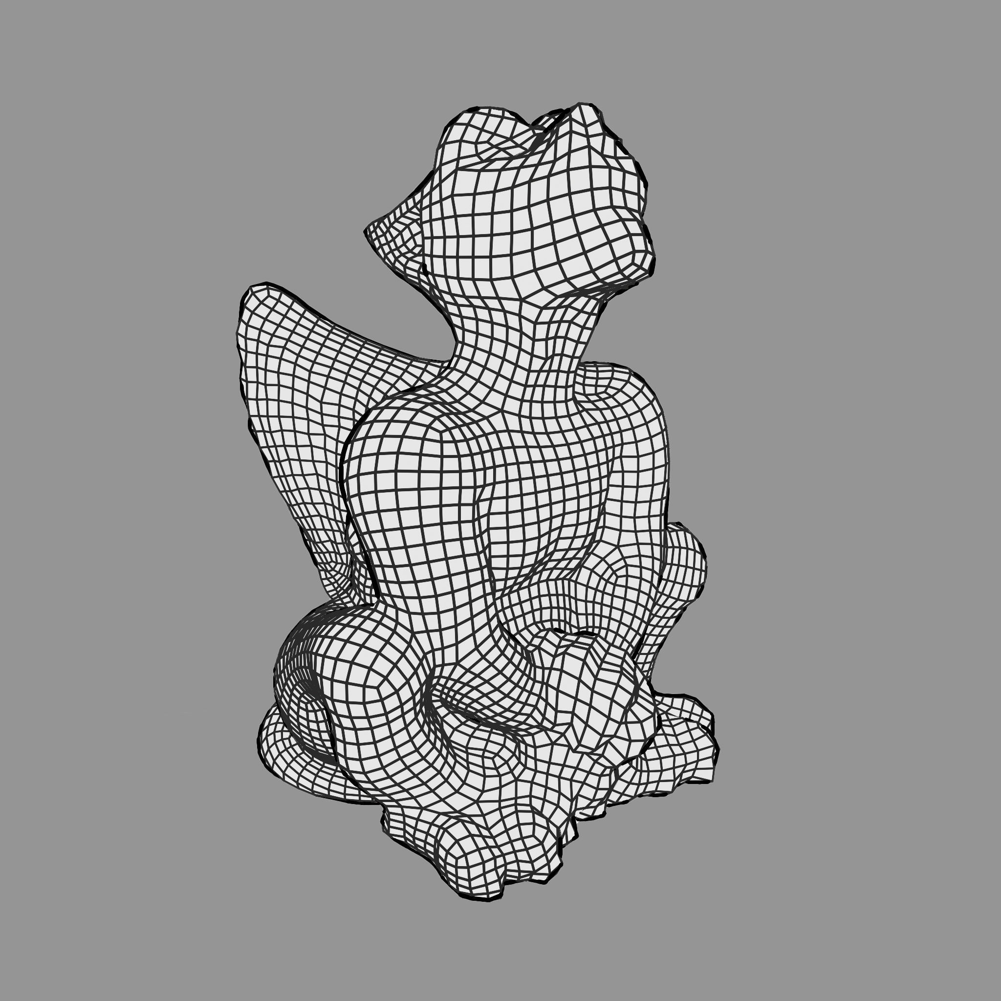 Gargoyle statue Low-poly 3D model_16