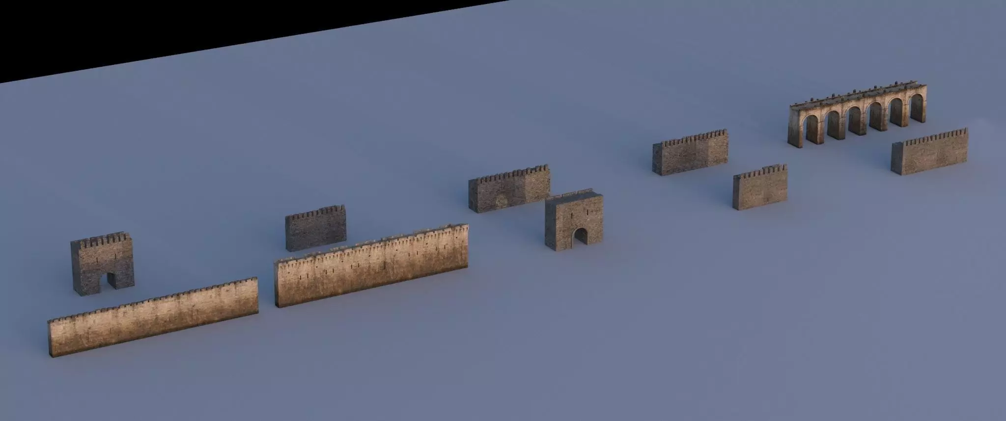 Castle Wall 3D model_0