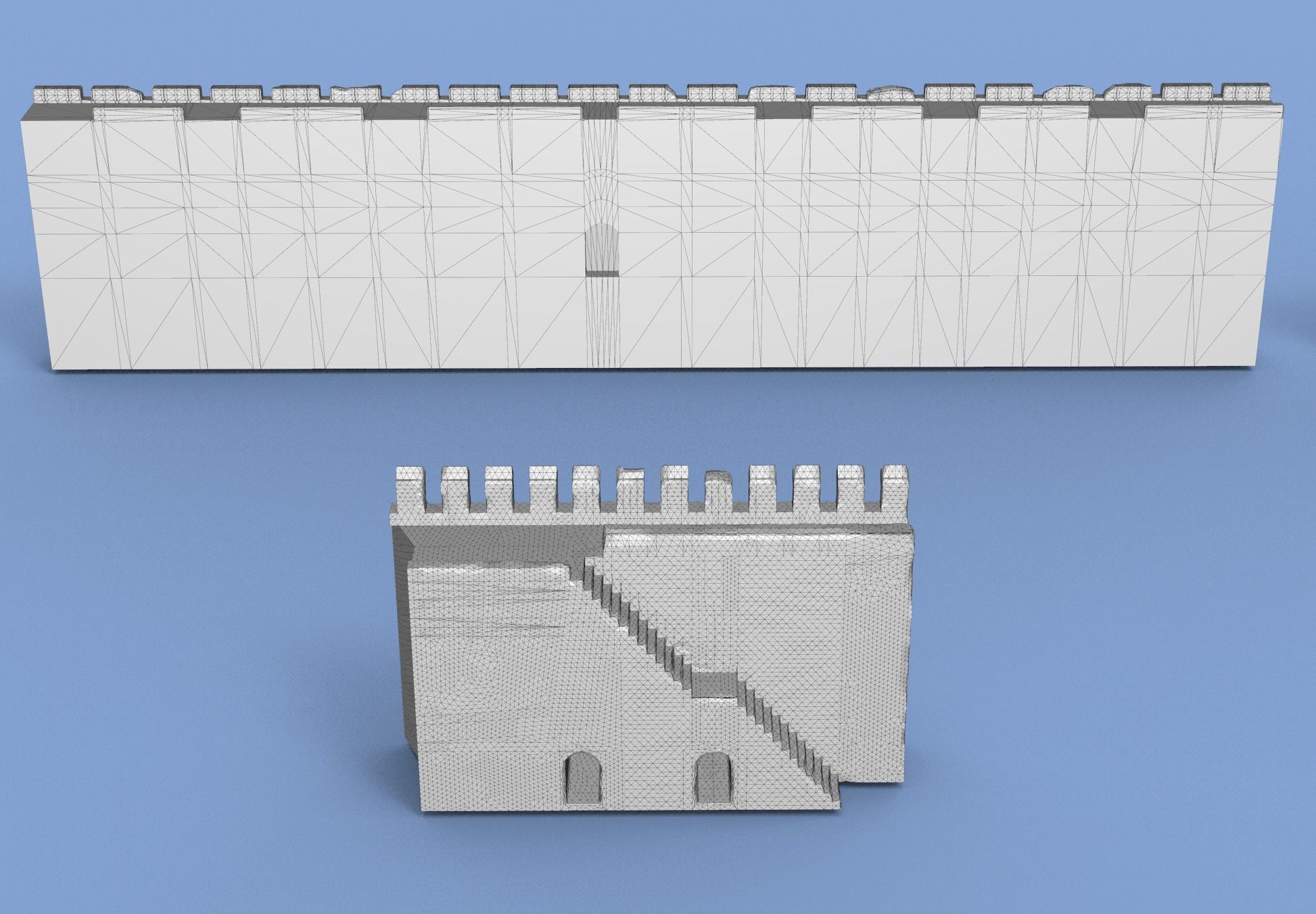 Castle Wall 3D model_2