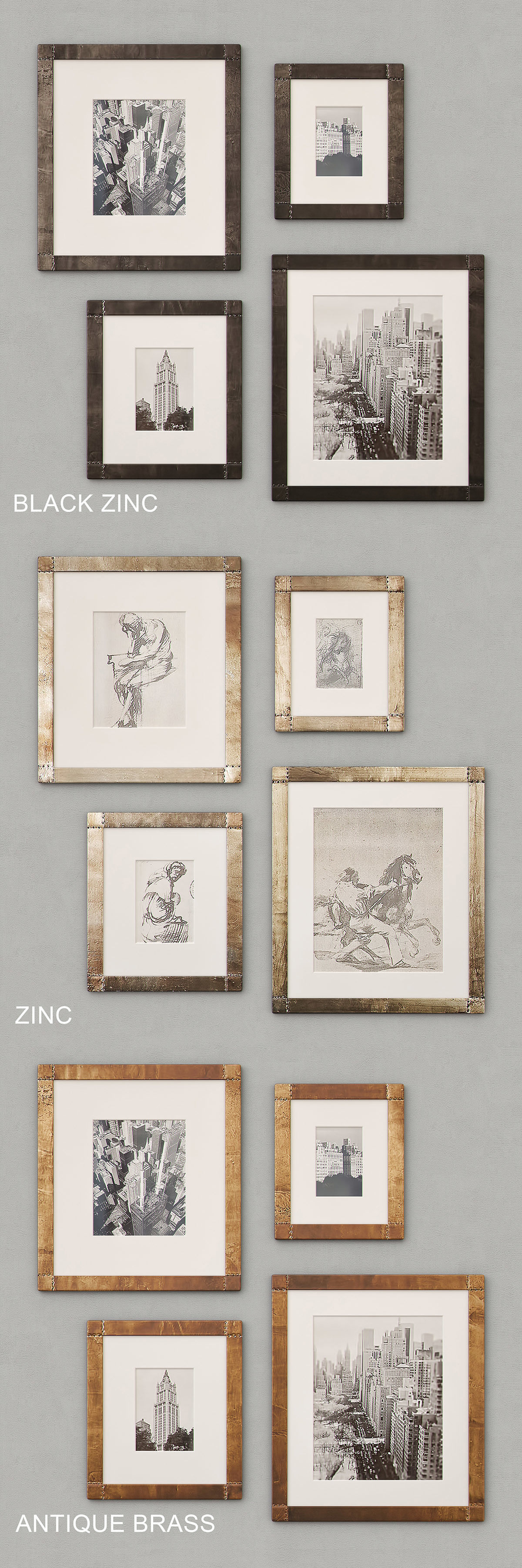 RH Antiqued Nailhead Gallery Frames 3D model_1