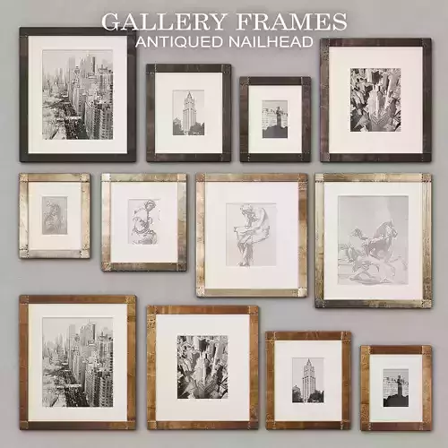 RH Antiqued Nailhead Gallery Frames 3D model