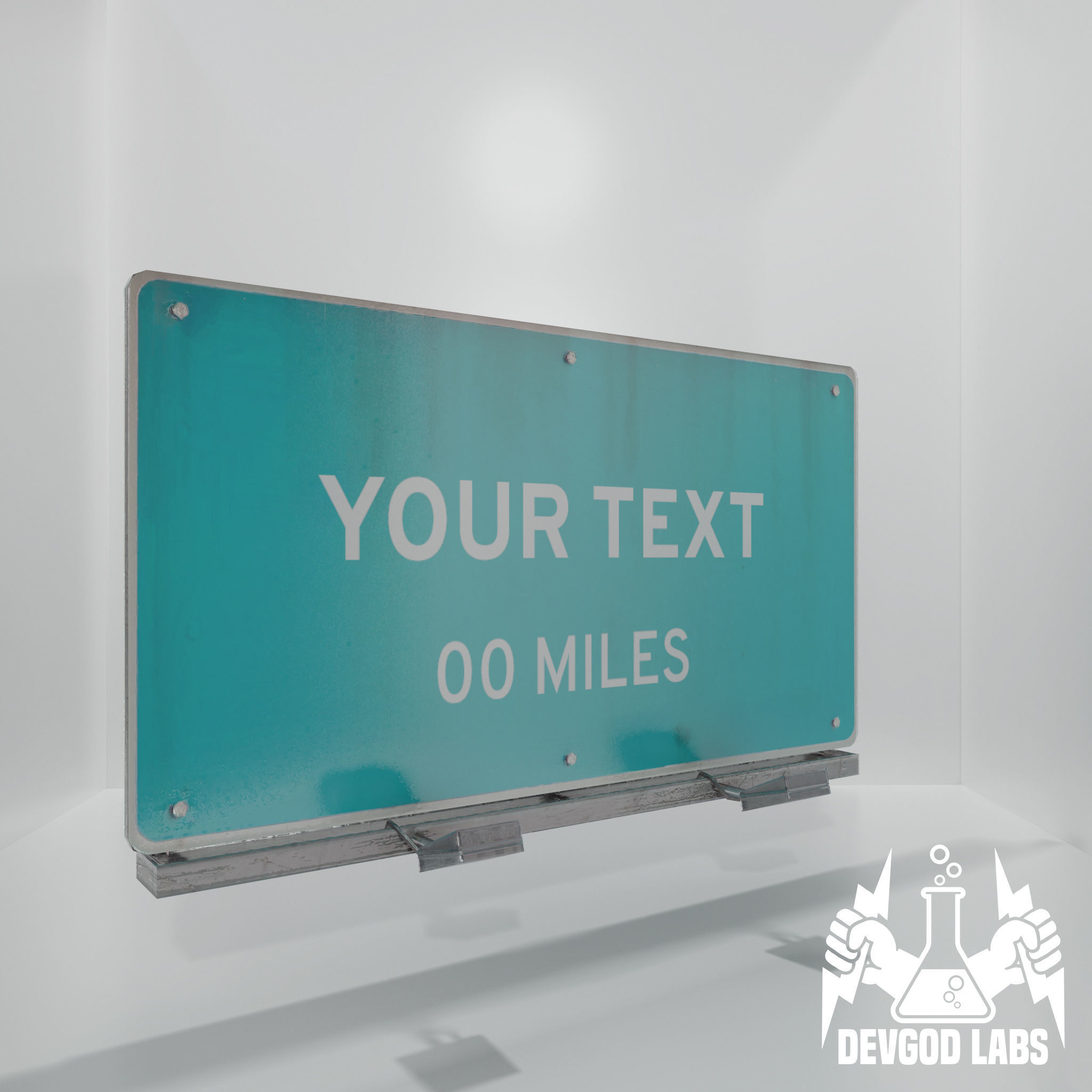 Game-ready Highway Sign Pack With Sign Template Low-poly 3D model_3