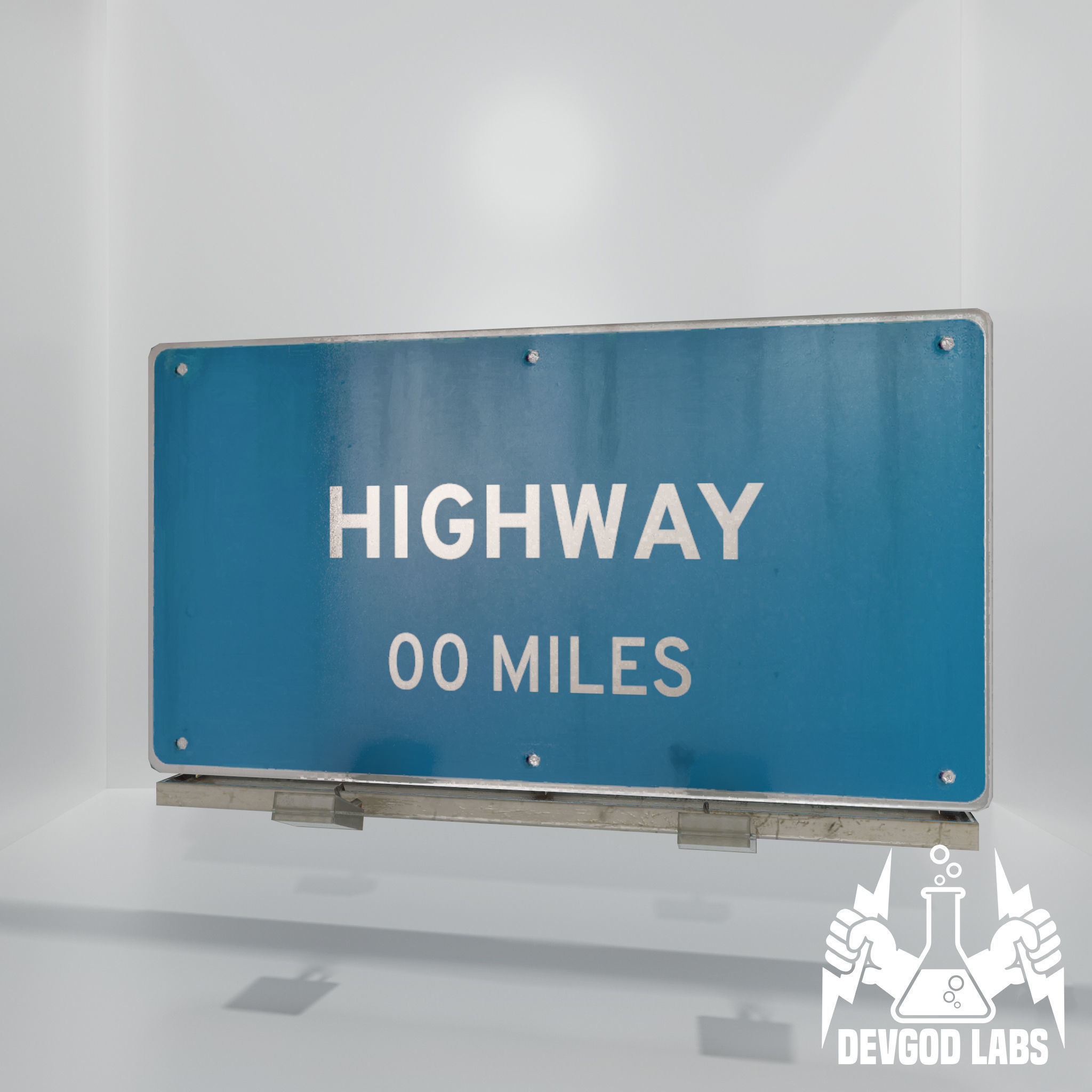 Game-ready Highway Sign Pack With Sign Template Low-poly 3D model_2