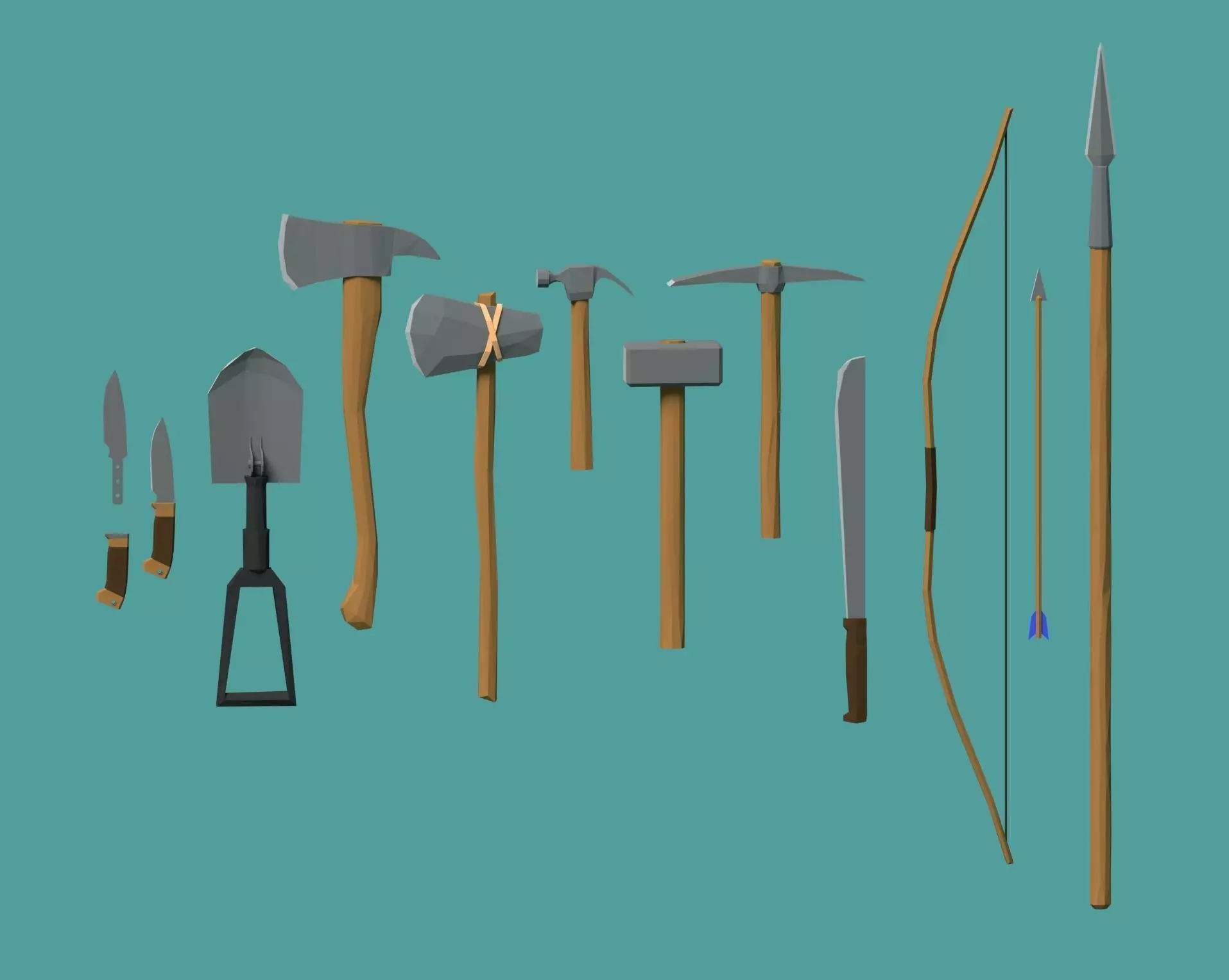 Low-poly Tools axes and Low-poly 3D model_0