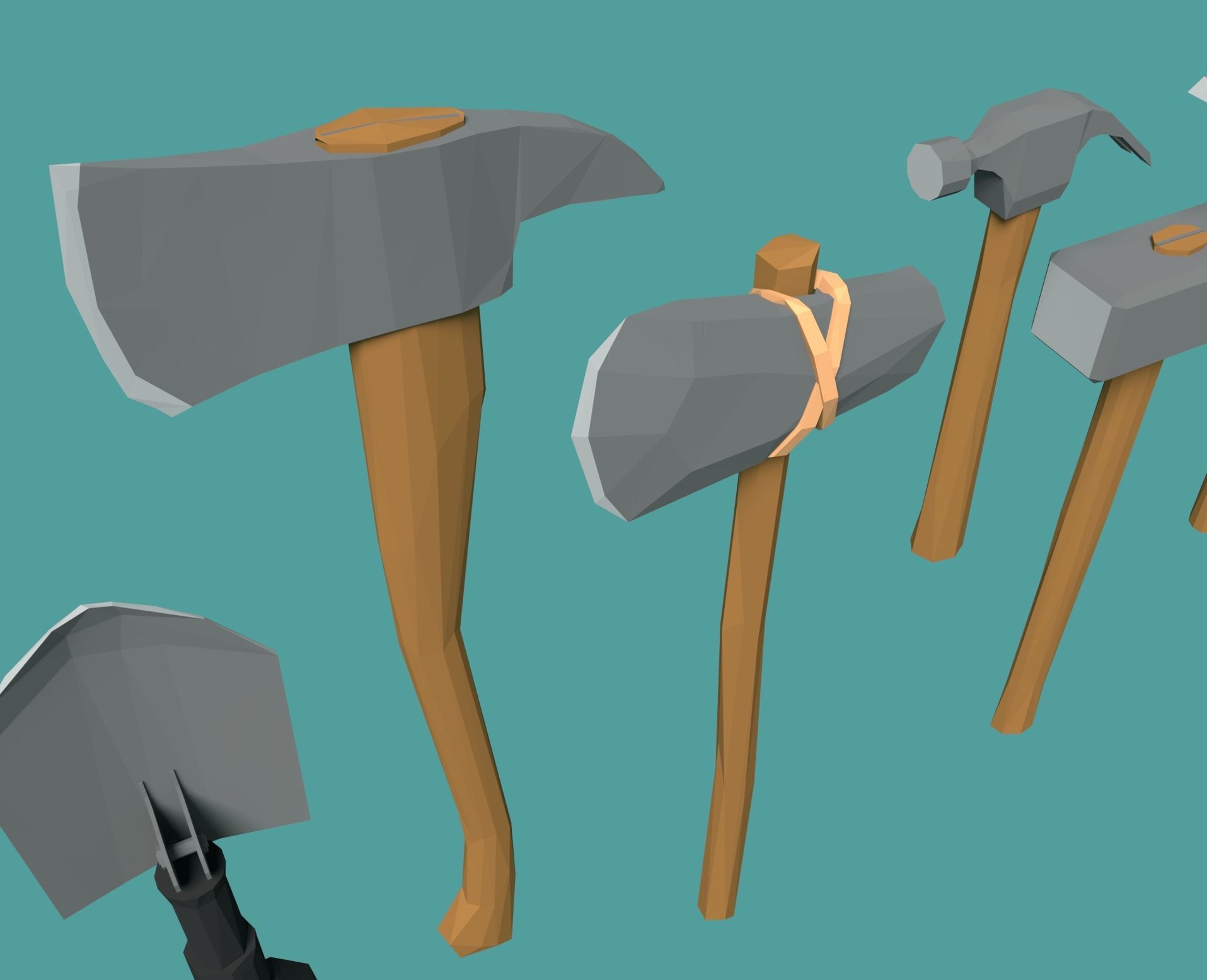 Low-poly Tools axes and Low-poly 3D model_2
