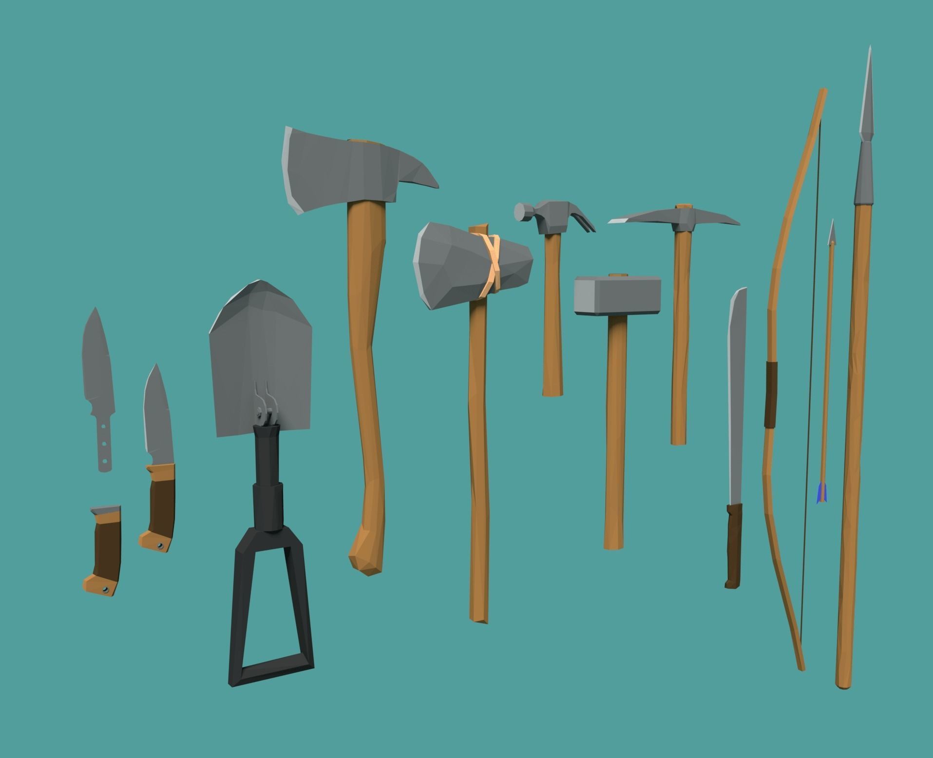 Low-poly Tools axes and Low-poly 3D model_6