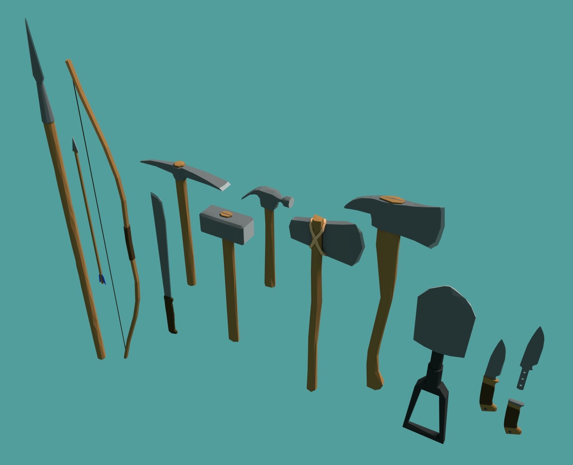 Low-poly Tools axes and Low-poly 3D model_7