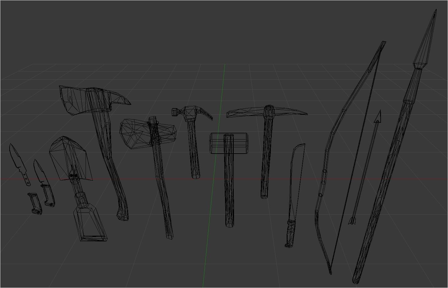 Low-poly Tools axes and Low-poly 3D model_8