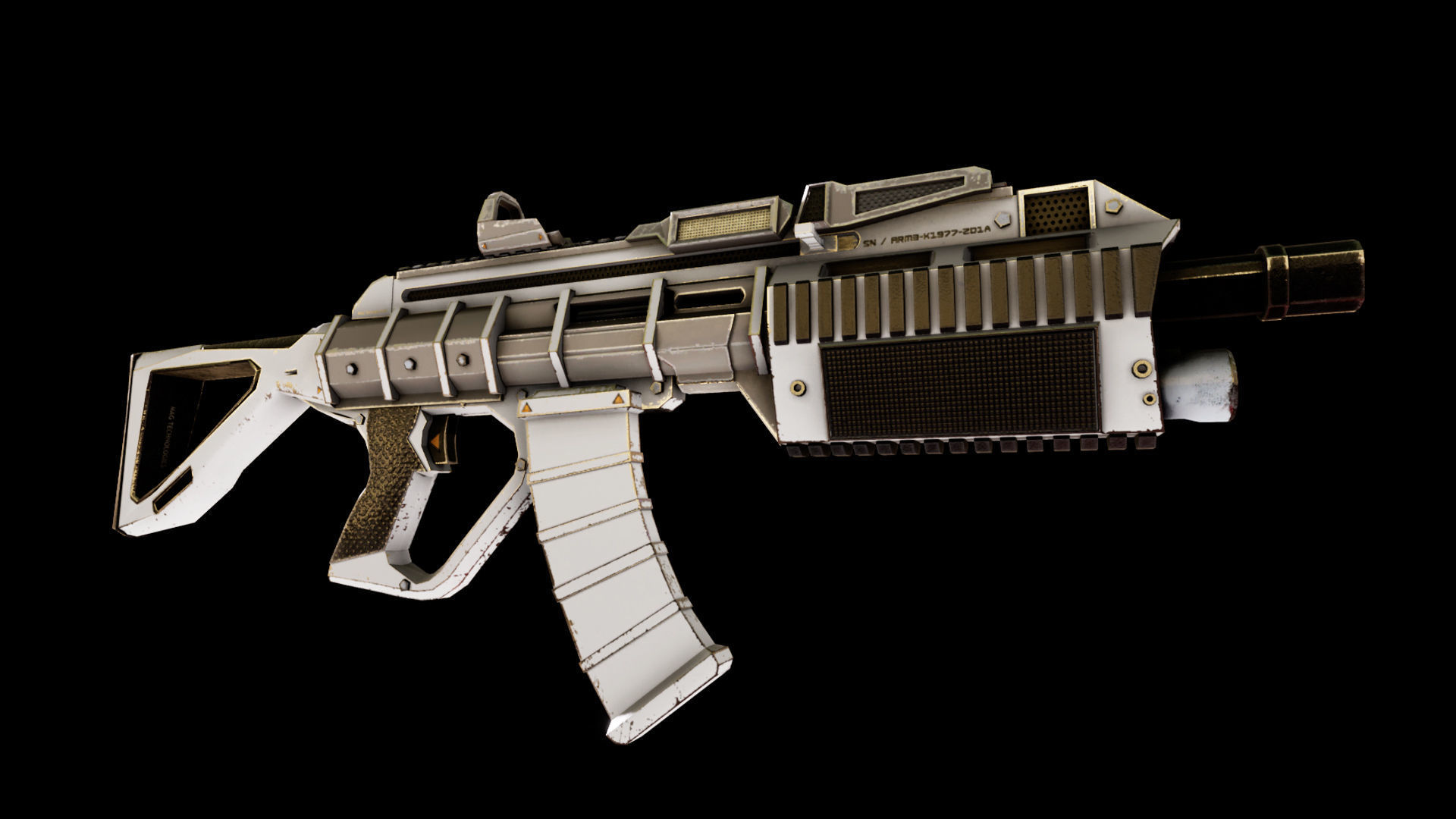 Sci-fi Futuristic Assault rifle Low-poly 3D model_18