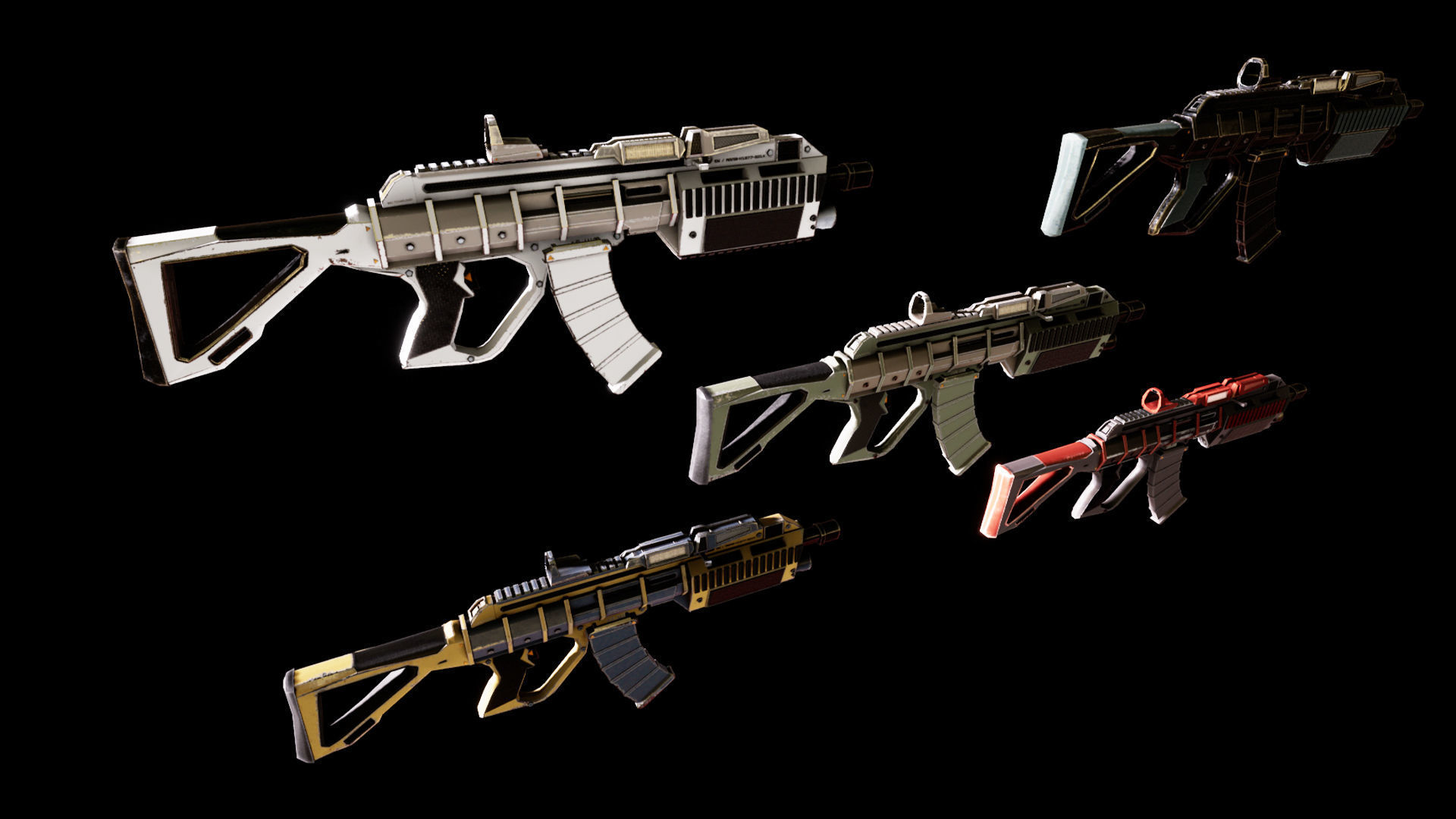 Sci-fi Futuristic Assault rifle Low-poly 3D model_26