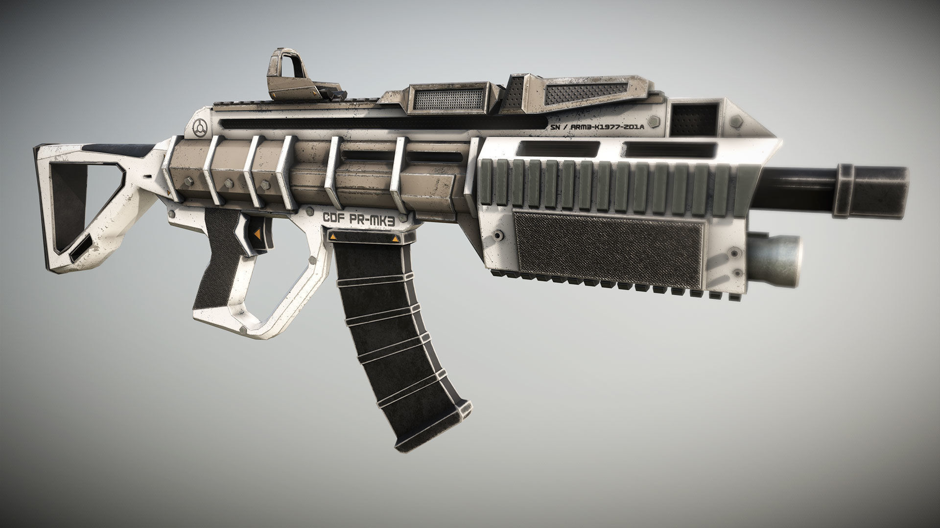 Sci-fi Futuristic Assault rifle Low-poly 3D model_22