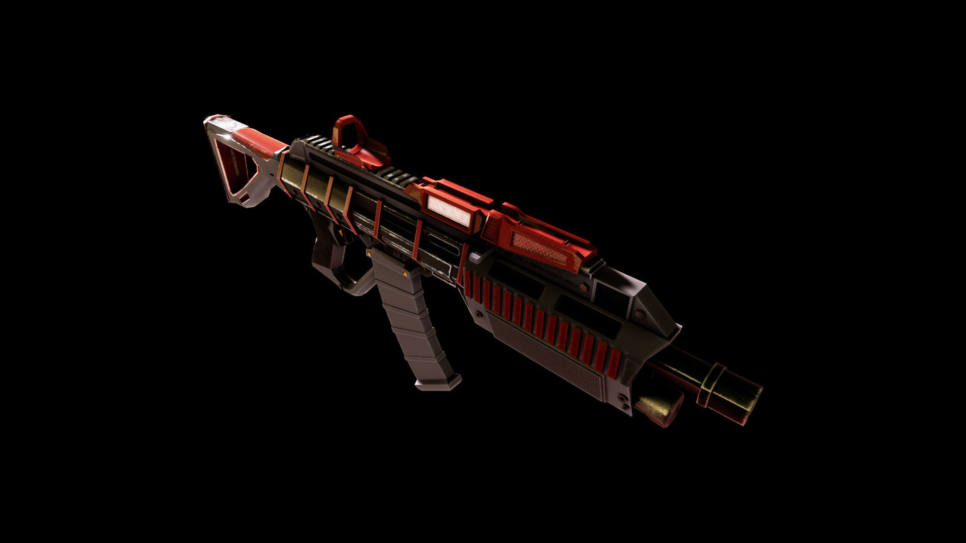 Sci-fi Futuristic Assault rifle Low-poly 3D model_15