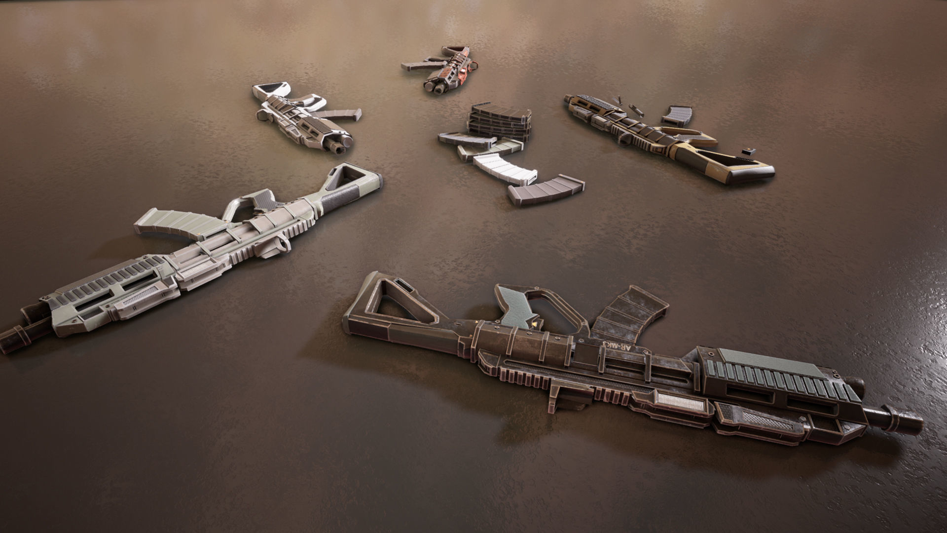 Sci-fi Futuristic Assault rifle Low-poly 3D model_6