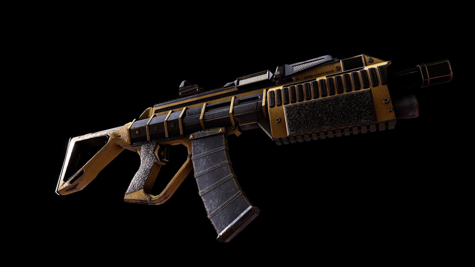 Sci-fi Futuristic Assault rifle Low-poly 3D model_17