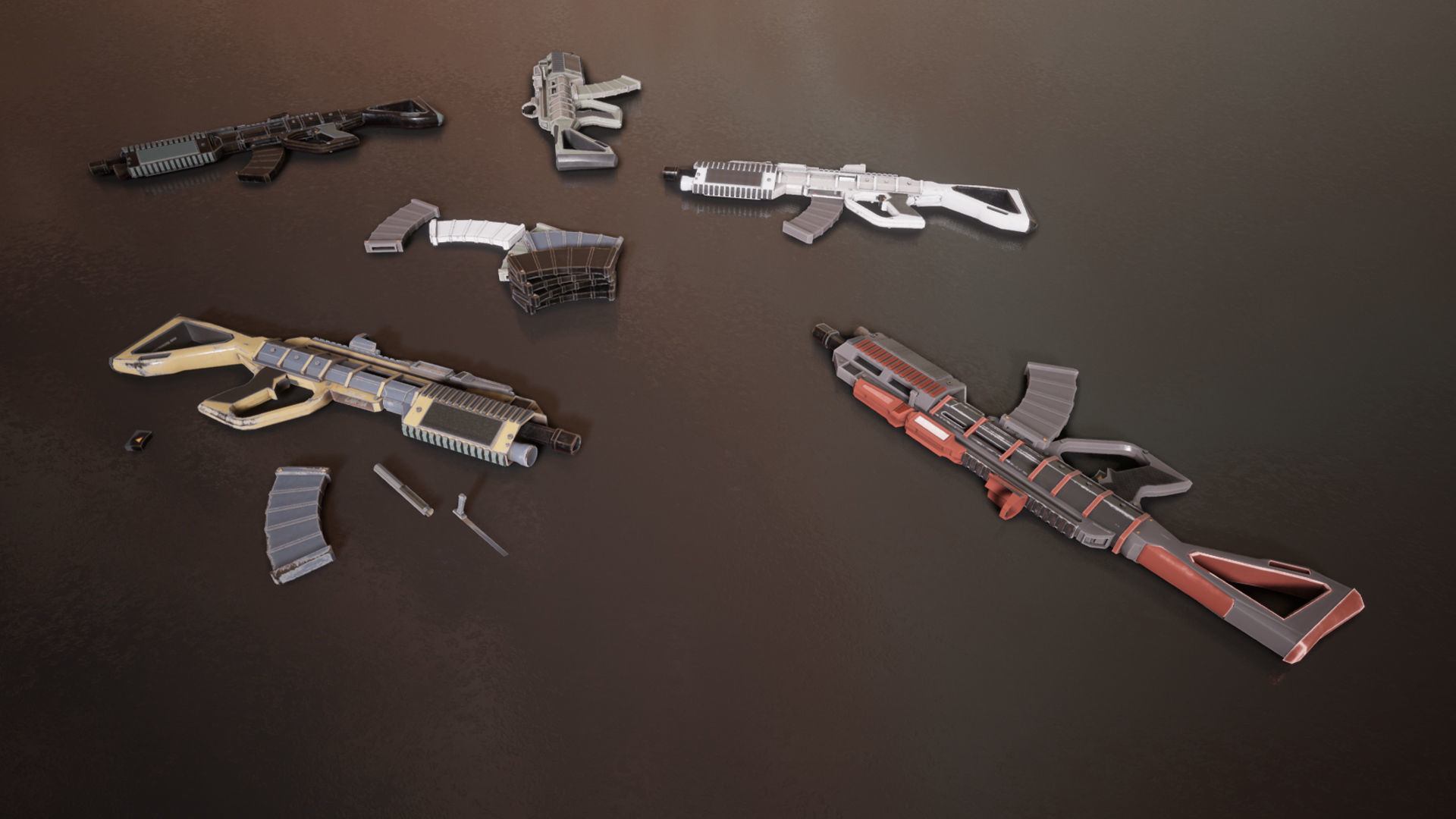 Sci-fi Futuristic Assault rifle Low-poly 3D model_5