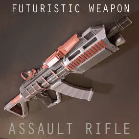 Sci-fi Futuristic Assault rifle Low-poly 3D model_0