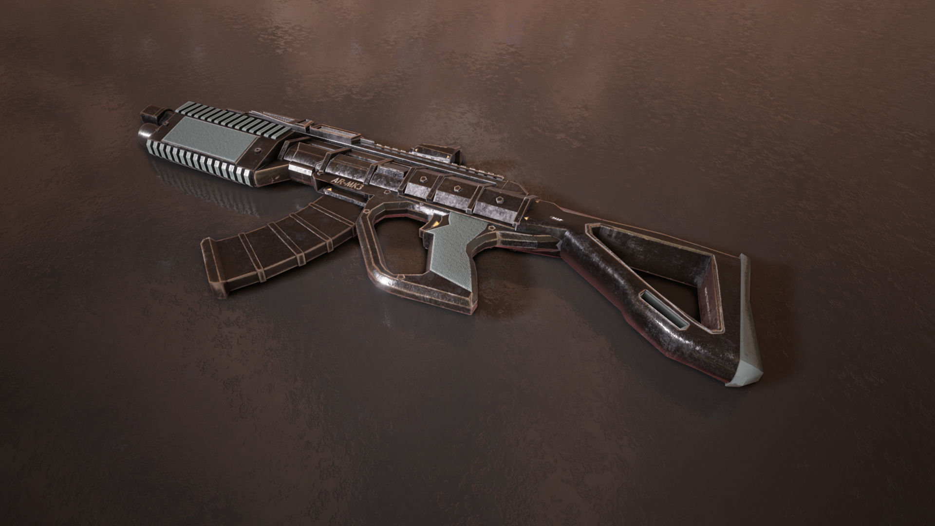 Sci-fi Futuristic Assault rifle Low-poly 3D model_7