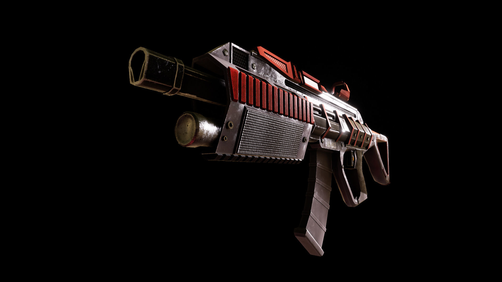 Sci-fi Futuristic Assault rifle Low-poly 3D model_12