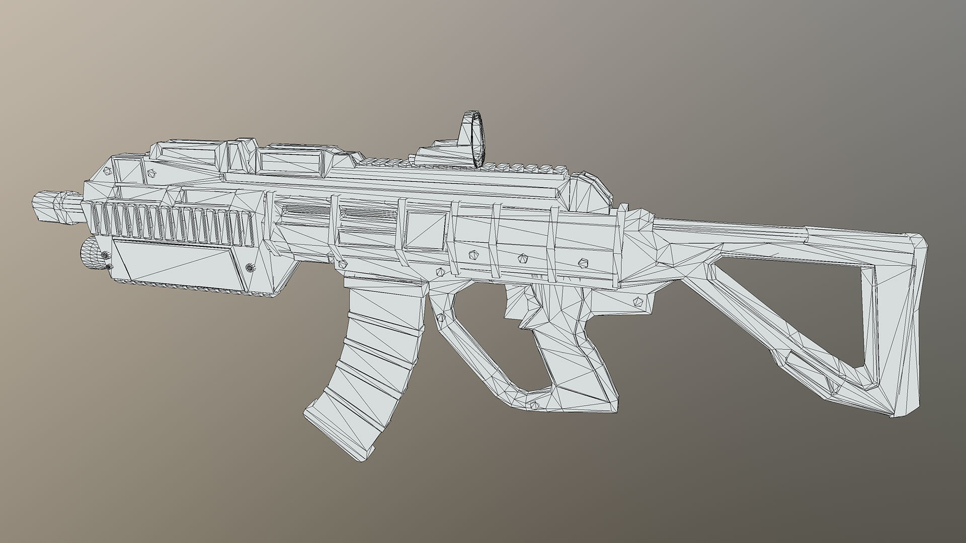 Sci-fi Futuristic Assault rifle Low-poly 3D model_32