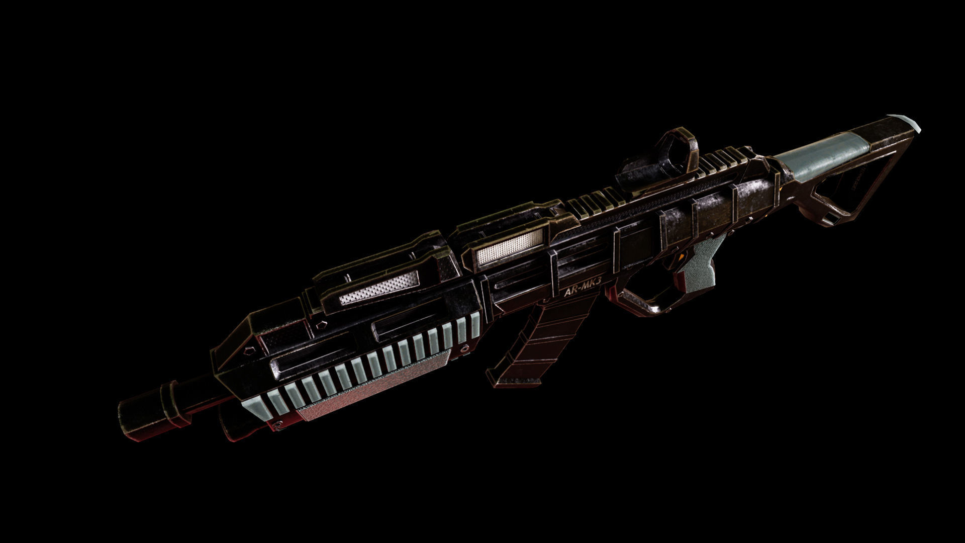 Sci-fi Futuristic Assault rifle Low-poly 3D model_24