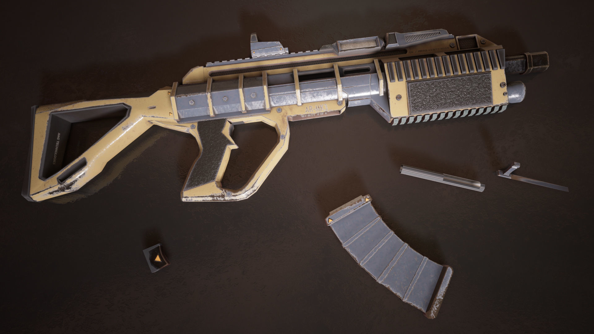 Sci-fi Futuristic Assault rifle Low-poly 3D model_3