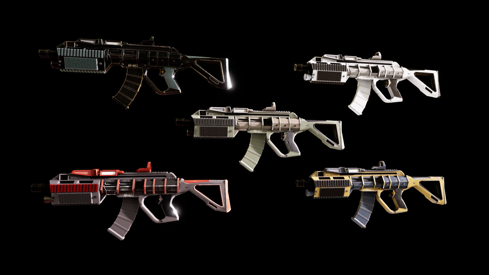 Sci-fi Futuristic Assault rifle Low-poly 3D model_28