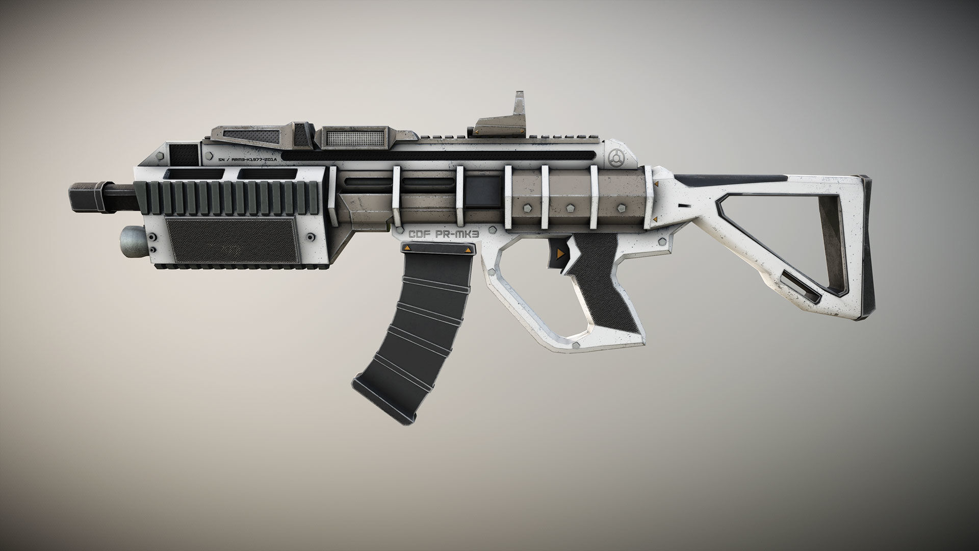 Sci-fi Futuristic Assault rifle Low-poly 3D model_23