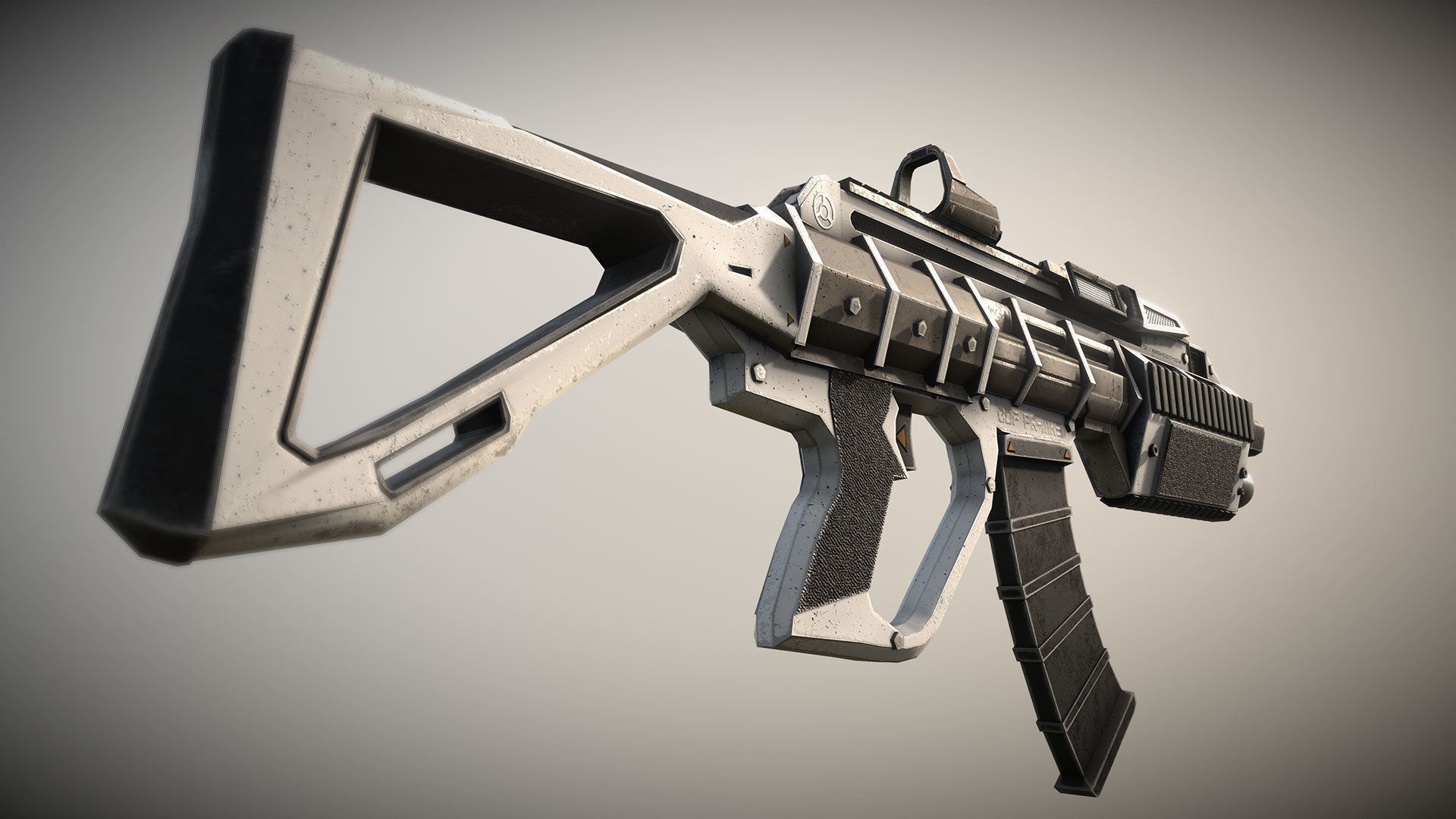Sci-fi Futuristic Assault rifle Low-poly 3D model_25