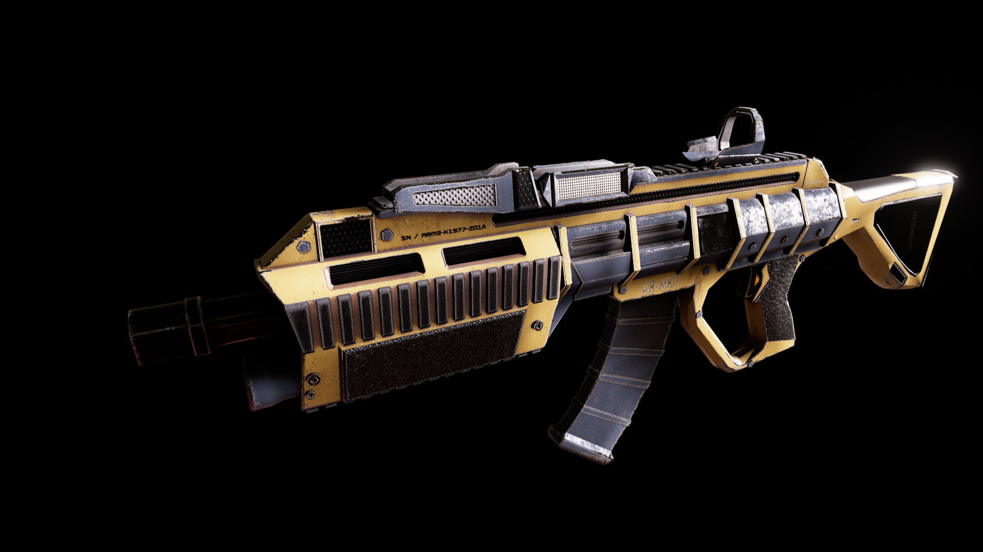Sci-fi Futuristic Assault rifle Low-poly 3D model_11
