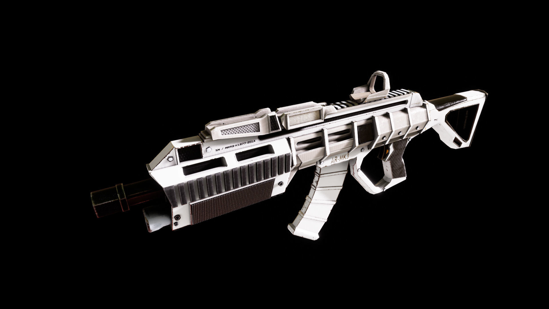 Sci-fi Futuristic Assault rifle Low-poly 3D model_14
