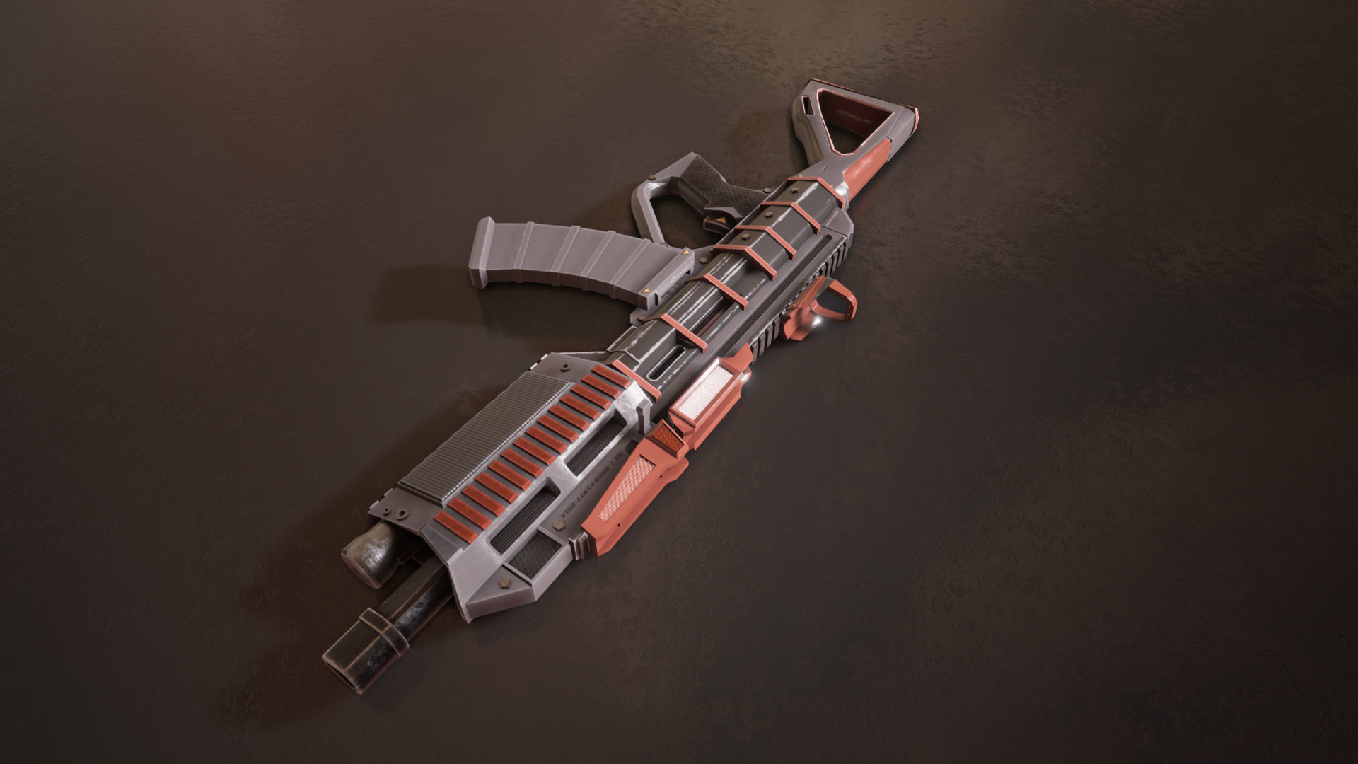 Sci-fi Futuristic Assault rifle Low-poly 3D model_9