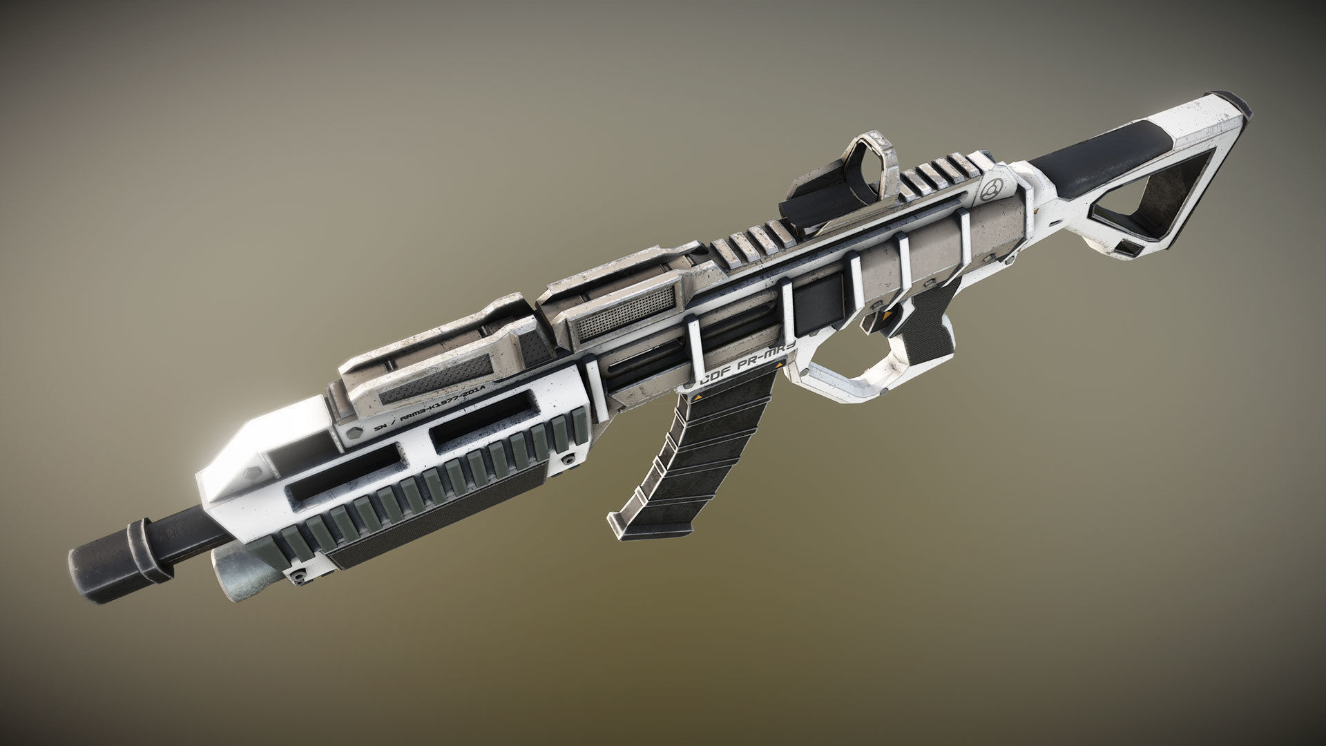 Sci-fi Futuristic Assault rifle Low-poly 3D model_31